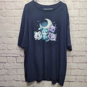 Teeturtle Cute Cats Under the Moon Tshirt Size 3x Pastel Art Oversize Nightshirt